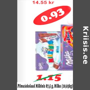 Allahindlus - Piimašokolaad Milkinis 87,5 g, Milka