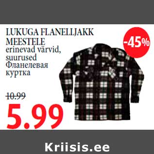 Allahindlus - LUKUGA FLANELLJAKK MEESTELE erinevad värvid, suurused