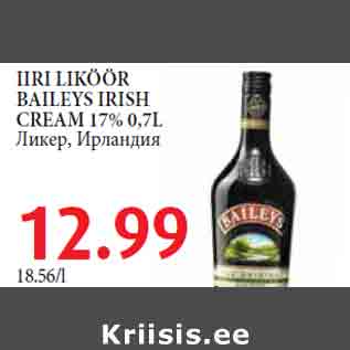 Allahindlus - IIRI LIKÖÖR BAILEYS IRISH CREAM 17% 0,7L