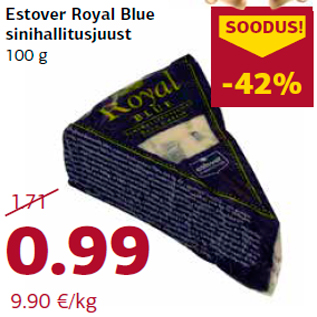 Allahindlus - Estover Royal Blue sinihallitusjuust 100 g