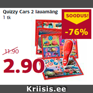 Allahindlus - Quizzy Cars 2 lauamäng 1 tk