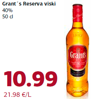 Allahindlus - Grant´s Reserva viski 40% 50 cl