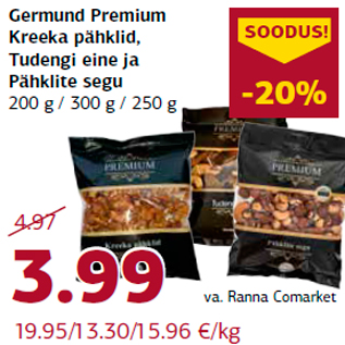 Allahindlus - Germund Premium Kreeka pähklid, Tudengi eine ja Pähklite segu