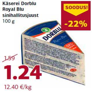 Allahindlus - Käserei Dorblu Royal Blu sinihallitusjuust 100 g