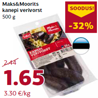 Allahindlus - Maks&Moorits kanepi verivorst 500 g