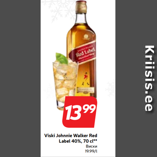 Allahindlus - Viski Johnnie Walker Red Label 40%, 70 cl**