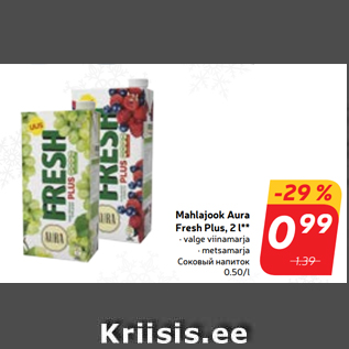 Allahindlus - Mahlajook Aura Fresh Plus, 2 l**