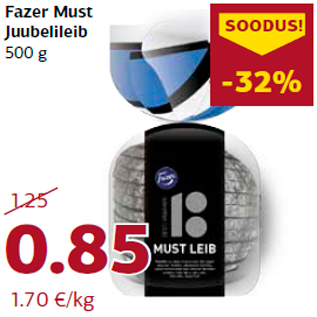 Allahindlus - Fazer Must Juubelileib 500 g