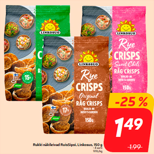 Allahindlus - Rukki näkileivad RuisSipsi, Linkosuo, 150 g