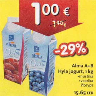 Allahindlus - Alma A+B Hyla jogurt