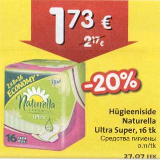 Allahindlus - Hügieeniside Naturella Ultra Super