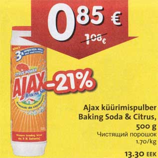 Allahindlus - Ajax küürimispulber Baking Soda&Citrus