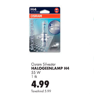 Allahindlus - Osram Silverstar halogeenlamp H4