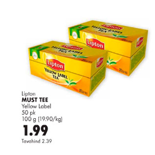 Allahindlus - Lipton must tee Yellow Label 50 pk