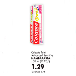 Allahindlus - Colgate Total Advanced Sensitive hambapasta