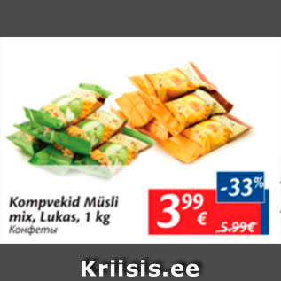 Allahindlus - Kompvekid Müsli mix, Lukas, 1 kg