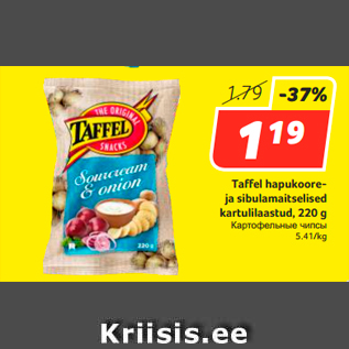 Allahindlus - Taffel hapukooreja sibulamaitselised kartulilaastud, 220 g