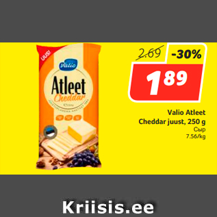 Allahindlus - Valio Atleet Cheddar juust, 250 g