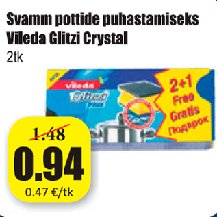 Allahindlus - Svamm pottide puhastamiseks Vileda Glitzi Crystal 2 tk