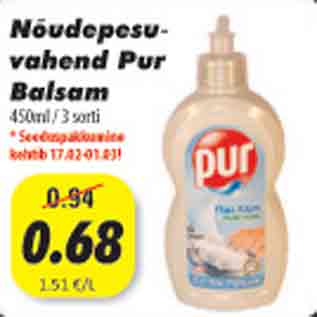 Allahindlus - Nõudepesuvahend Pur Balsam, 450ml/3sorti