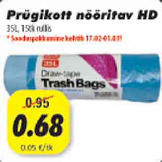 Allahindlus - Prügikott nööritav HD, 35l, 150l