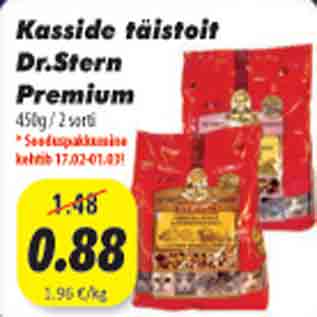 Allahindlus - Kasside täistoit Dr. Stern Premium, 450g/2sorti