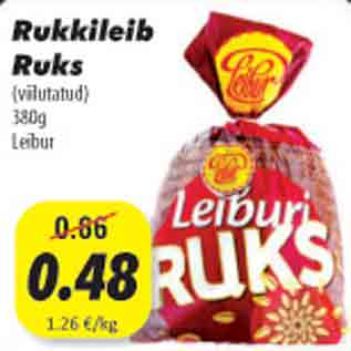 Allahindlus - Rukkileib Ruks, 380g