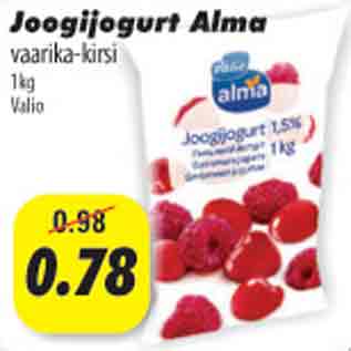 Allahindlus - Joogijogurt Alma vaarika-kirsi, 1kg