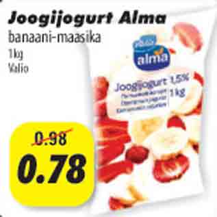 Allahindlus - Joogijogurt Alma banani-maasika, 1kg