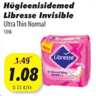 Allahindlus - Hügieenisidemed Libresse Invisible,10tk