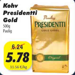 Allahindlus - Kohv Presidentti Gold, 500g