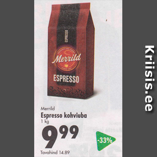 Allahindlus - Merrild Espresso kohviuba 1 kg