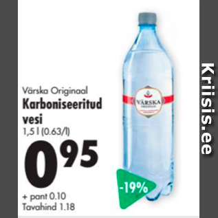 Allahindlus - Värska Originaal Karboniseeritud vesi 1,5 l