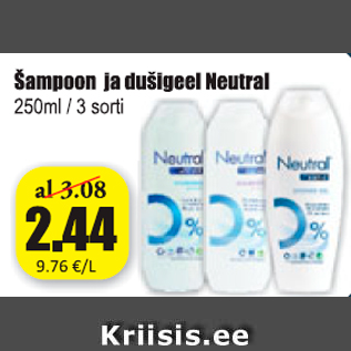 Allahindlus - Šampoon ja dušigeel Neutral