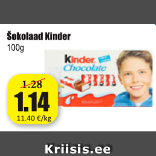 Allahindlus - Šokolaad Kinder 100 g