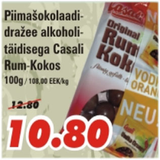 Allahindlus - Piimašokolaadidražee alkoholitäidisega Casali Rum-Kokos