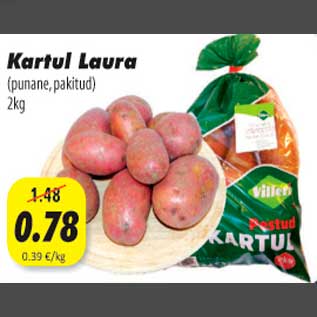 Allahindlus - Kartul Laura (punane, pakitud) 2kg