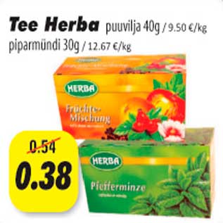 Allahindlus - Tee Herba puuvilja 40g, piparmündi 30g