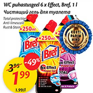 Allahindlus - WC puhastusgeel 6 x Effect, Bref, 1 L