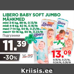 Allahindlus - LIBERO BABY SOFT JUMBO MÄHKMED