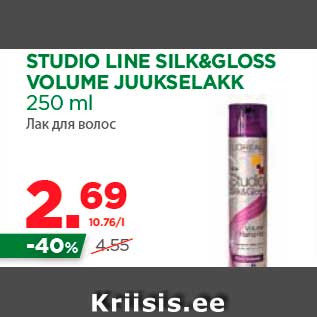 Allahindlus - STUDIO LINE SILK&GLOSS VOLUME JUUKSELAKK 250 ml