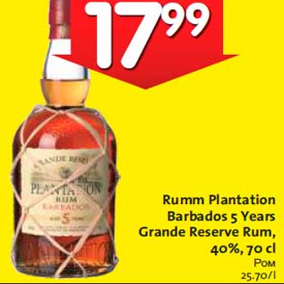 Allahindlus - Rumm Plantation Barbados 5 Years Grande Reserve Rum