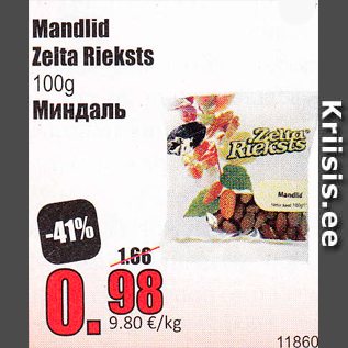 Allahindlus - Mandlid Zelta Rieksts 100 g