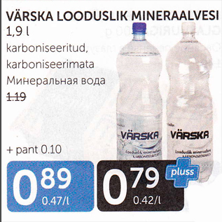 Allahindlus - VÄRSKA LOODUSLIK MINERAALVESI 1,9 L