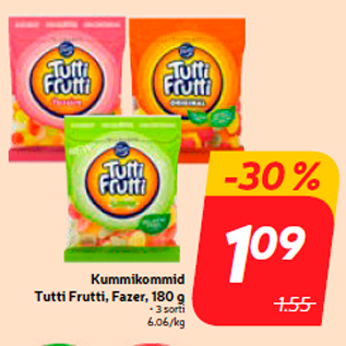 Allahindlus - Kummikommid Tutti Frutti, Fazer, 180 g