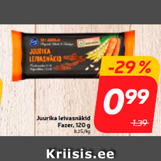 Allahindlus - Juurika leivasnäkid Fazer, 120 g