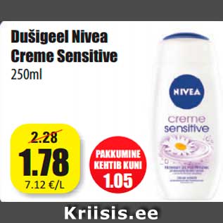 Allahindlus - Dušigeel Nivea Creme Sensitive 250ml