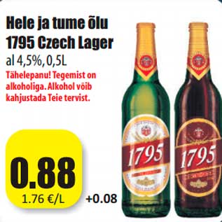 Allahindlus - Hele ja tume õlu 1795 Czech Lager