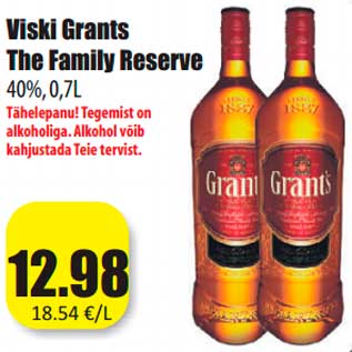 Allahindlus - Viski Grants The Family Reserve