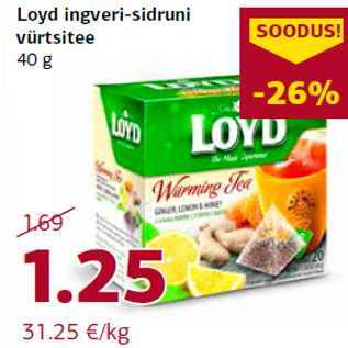 Allahindlus - Loyd ingveri-sidruni vürtsitee 40 g